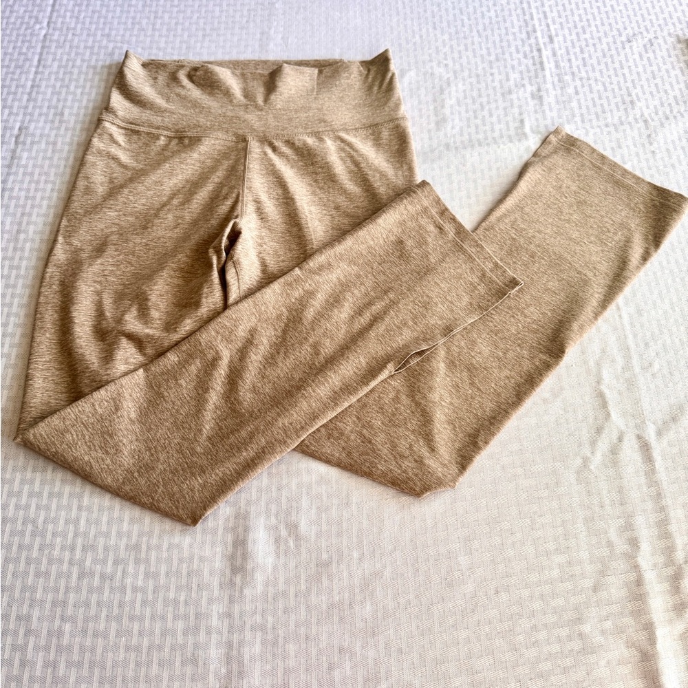 CALIA High Waisted‎ Flare Yoga Pants Heathered Tan Side Slit Leggings Large